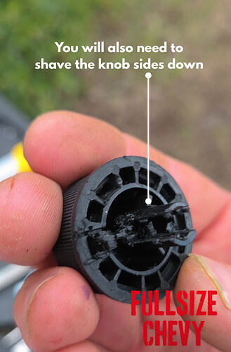 Shaving Express Van knob sides flush to fit OBS headlight switch GMT400