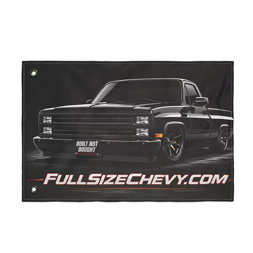 Truck Wall Flag - FullSizeChevy Squarebody Lowered Street Truck Banner