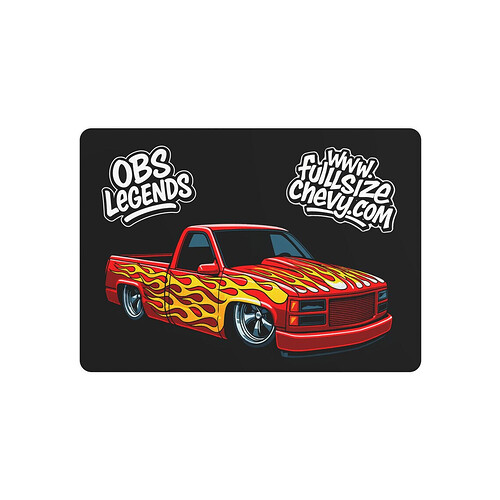 OBS Chevy Truck Wall Art: Lowered 1988-1998 Flame Graphic Metal Sign