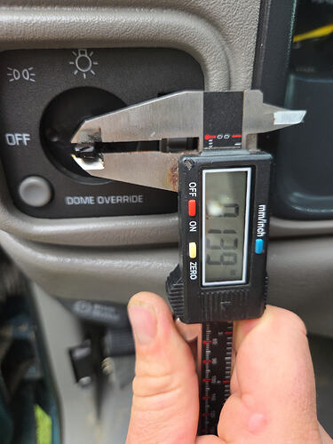 Measuring OBS headlight switch shaft height for Express Savana knob modification