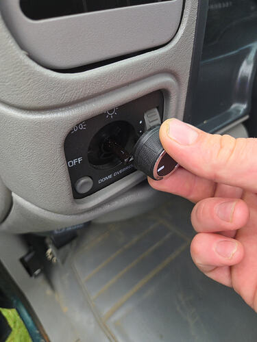 OBS Express Van headlight knob and switch shaft before cutting GMT400