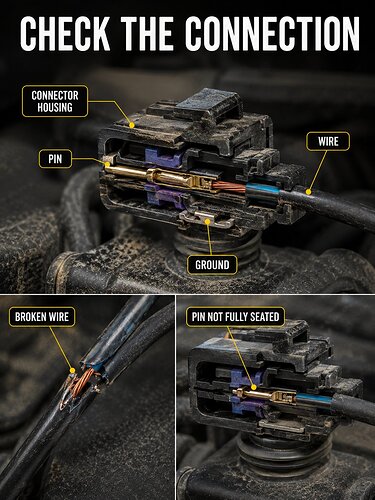 Check the coil connector: pin, ground, broken wire, pin not fully seated
