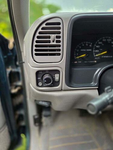 OBS Express Van headlight knob before modification GMT400