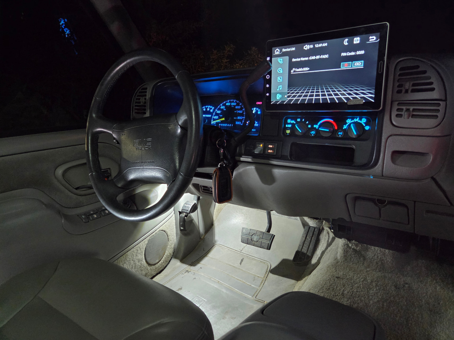 OBS Chevy interior LED lighting upgrade full cabin night view GMT400