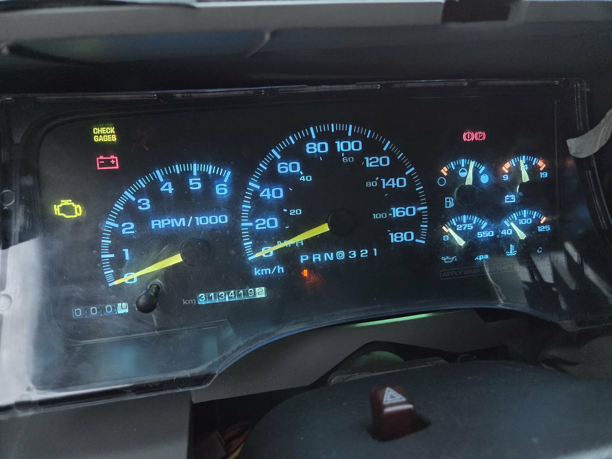 OBS Chevy gauge cluster LED upgrade completed ice blue illumination GMT400
